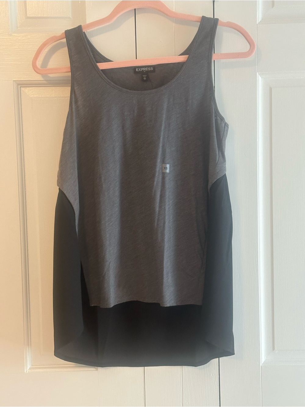 Express Gray Front with Black Chiffon Back Layered Tank
